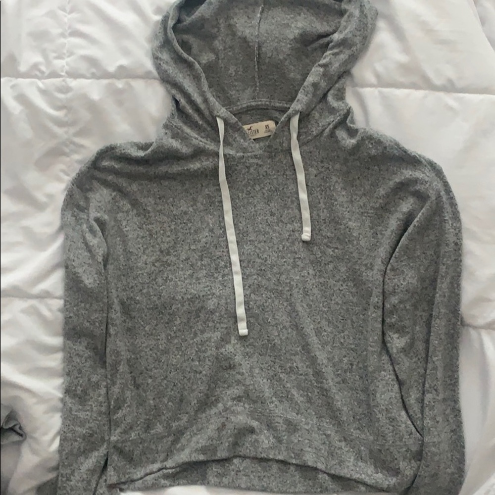 Hollister grey cropped hoodie